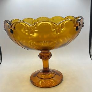 Indiana Amber Glass Teardrop Garland Compote
